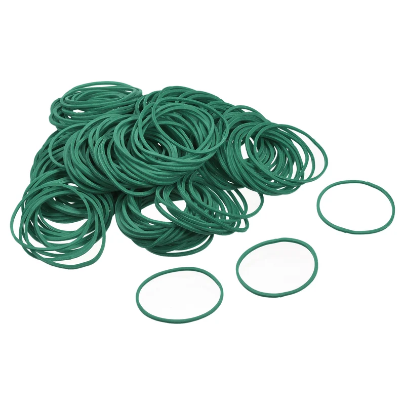 Rubber Band Stretchable Rubber Elastic Band Green 1.5inch Dia 0.06inch Thick for Home Office Pack of 700
