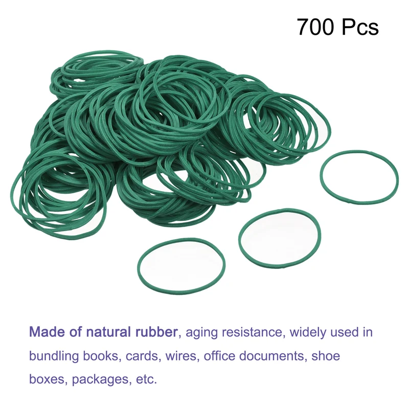 Rubber Band Stretchable Rubber Elastic Band Green 1.5inch Dia 0.06inch Thick for Home Office Pack of 700
