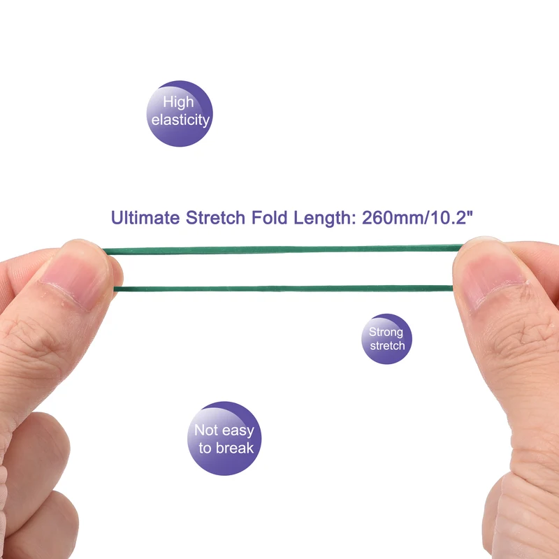 Rubber Band Stretchable Rubber Elastic Band Green 1.5inch Dia 0.06inch Thick for Home Office Pack of 700