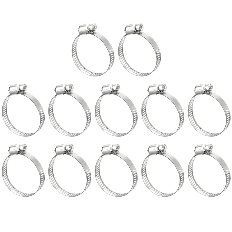 12pcs Worm Gear Hose Clamp 1"-1 1/2" Adjustable Stainless Steel Clamp