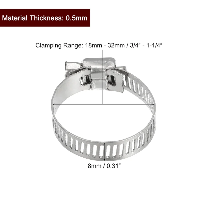 Worm Gear Hose Clamp 12pcs 3/4"-1 1/4" Adjustable Stainless Steel Clamp