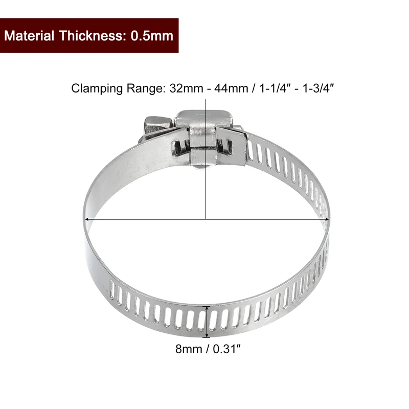 Worm Gear Hose Clamp 24pcs 1 1/4"-1 3/4" Adjustable Stainless Steel Clamp