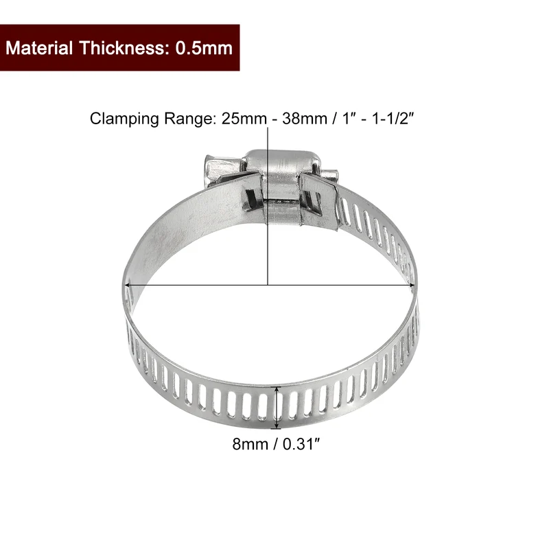Worm Gear Hose Clamp 24pcs 1"-1 1/2" Adjustable Stainless Steel Clamp