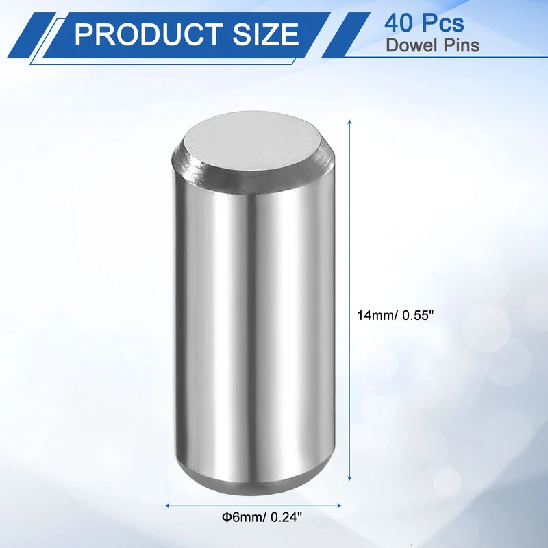 40 Pcs 6 mm x 14 mm Dowel Pins 316L Stainless Steel Shelf Support Peg Pin
