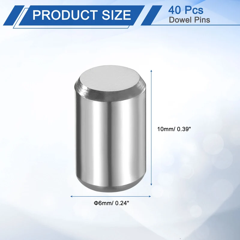 40 Pcs 6 mm x 10 mm Dowel Pins 316L Stainless Steel Shelf Support Peg Pin