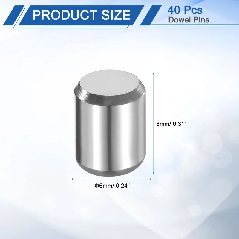 40 Pcs 6 mm x 8 mm Dowel Pins 316L Stainless Steel Shelf Support Peg Pin