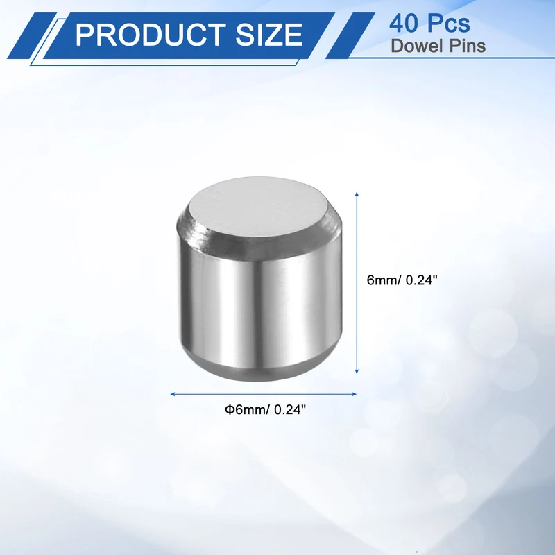 40 Pcs 6 mm x 6 mm Dowel Pins 316L Stainless Steel Shelf Support Peg Pin