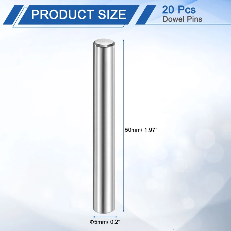 20 Pcs 5 mm x 50 mm Dowel Pins 316L Stainless Steel Shelf Support Peg Pin