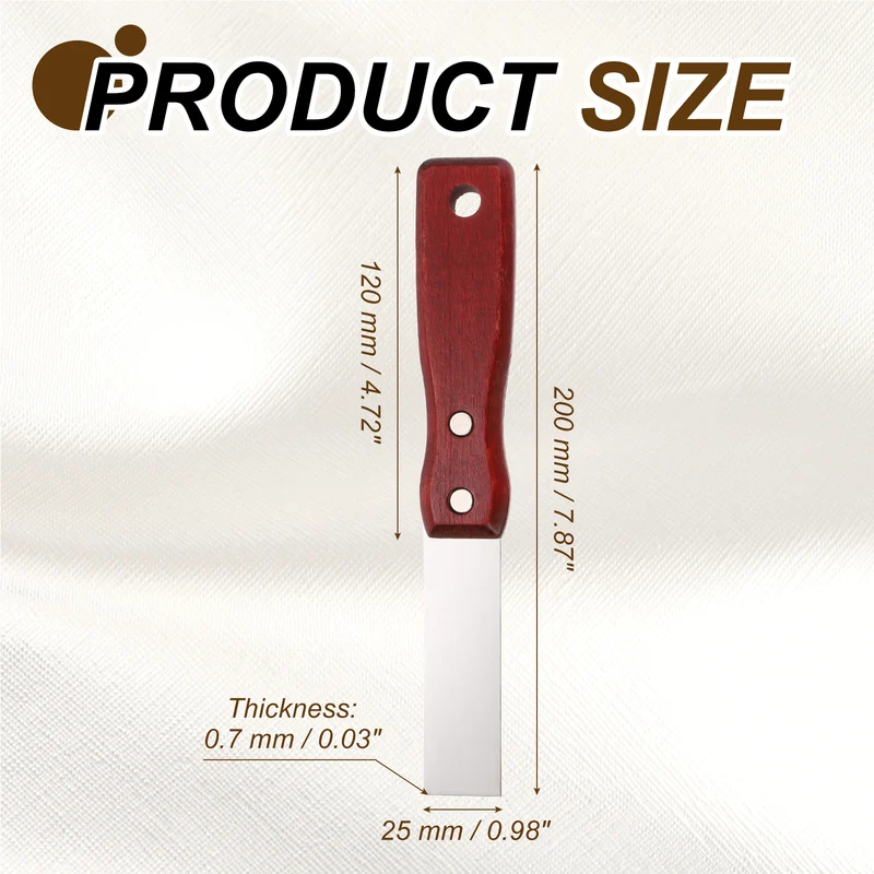 5Pcs 1" Putty Knife Wooden Handle Stainless Steel Taping Knife, Red Wood(25mm)