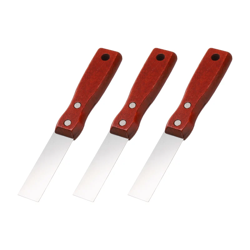 3Pcs 1" Putty Knife Wooden Handle Stainless Steel Taping Knife, Red Wood(25mm)