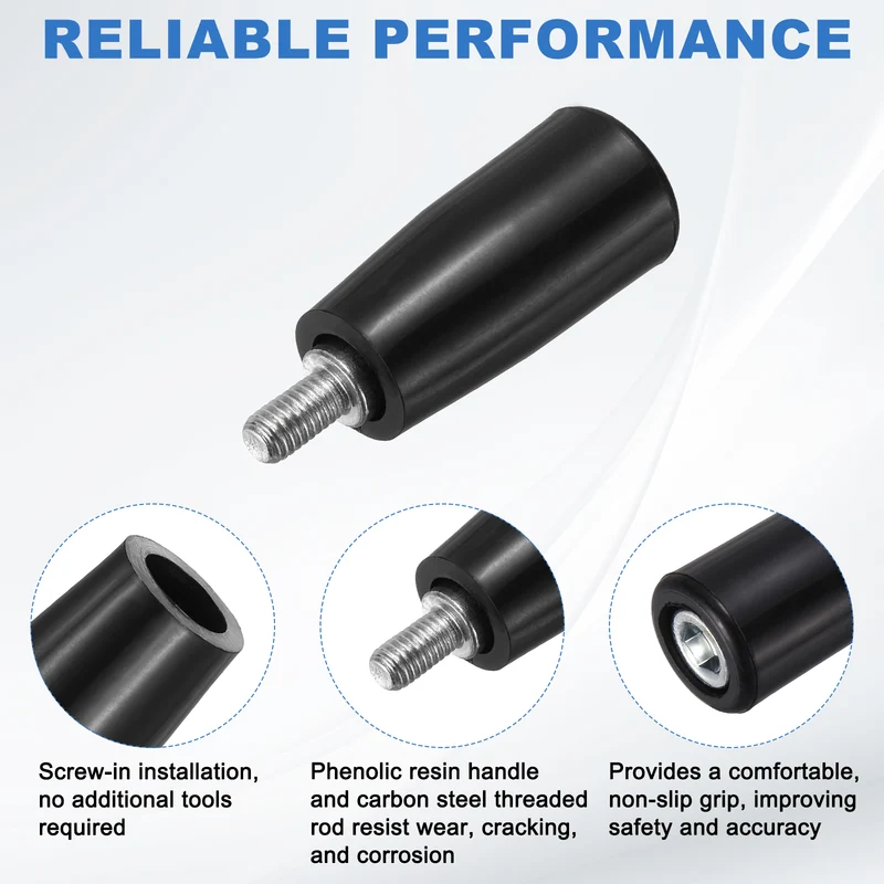 2Set M5 x P0.8 Revolving Crank Handle 42mm Male Threaded Machine Handwheel