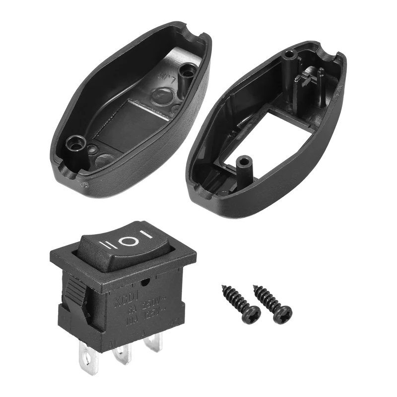 Inline Cord Switch AC250V 6A/ 125V 10A On-Off/On Control Feed-Through Black Rocker Switch for Bedroom Table Lamp Desk Light 3pcs