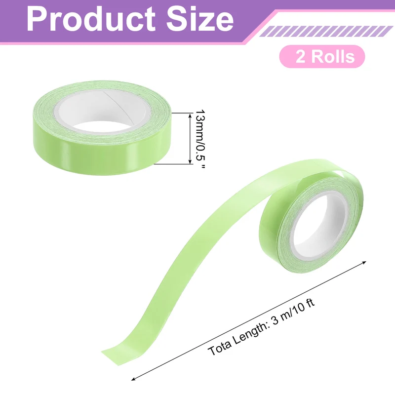 2 Rolls Glow in the Dark Tape 10ft x 0.5" Bright Sticker Tape, Green