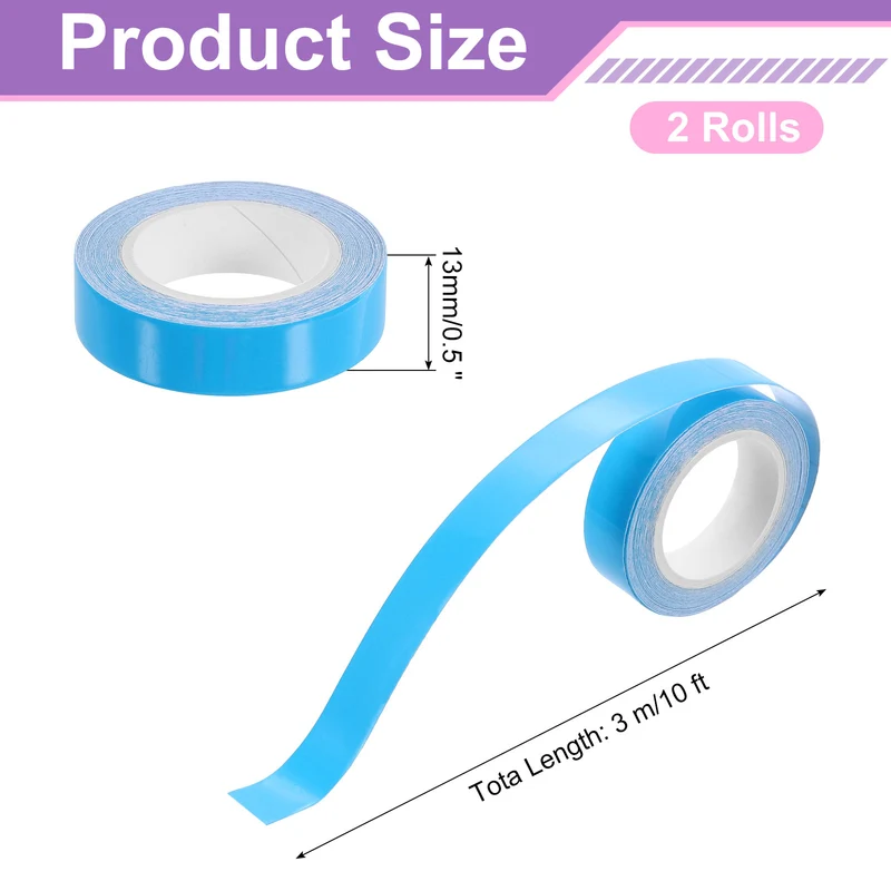 2 Rolls Glow in the Dark Tape 10ft x 0.5" Bright Sticker Tape Blue