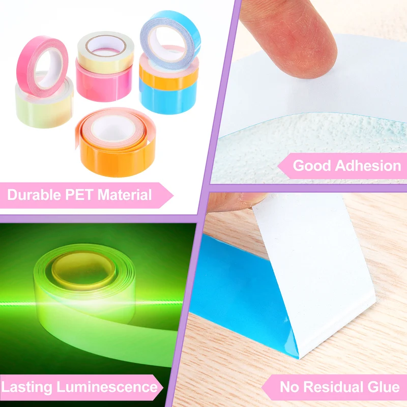 2 Rolls Glow in the Dark Tape 10ft x 0.5" Bright Sticker Tape Blue