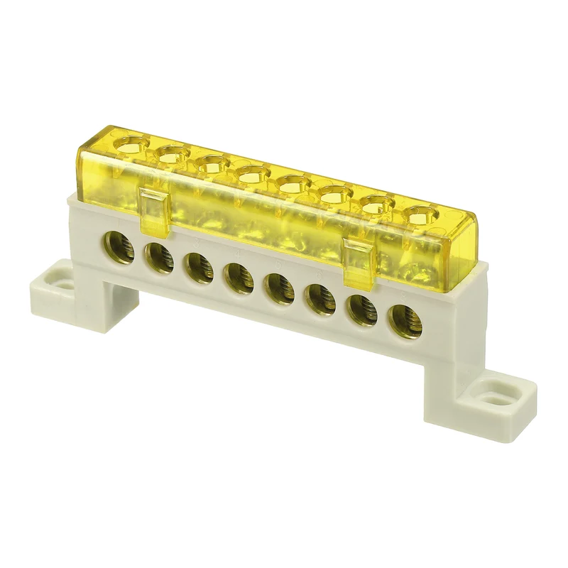 Terminal Ground Bar, 8 Positions 7x11mm Ground Block for Electrical, Yellow