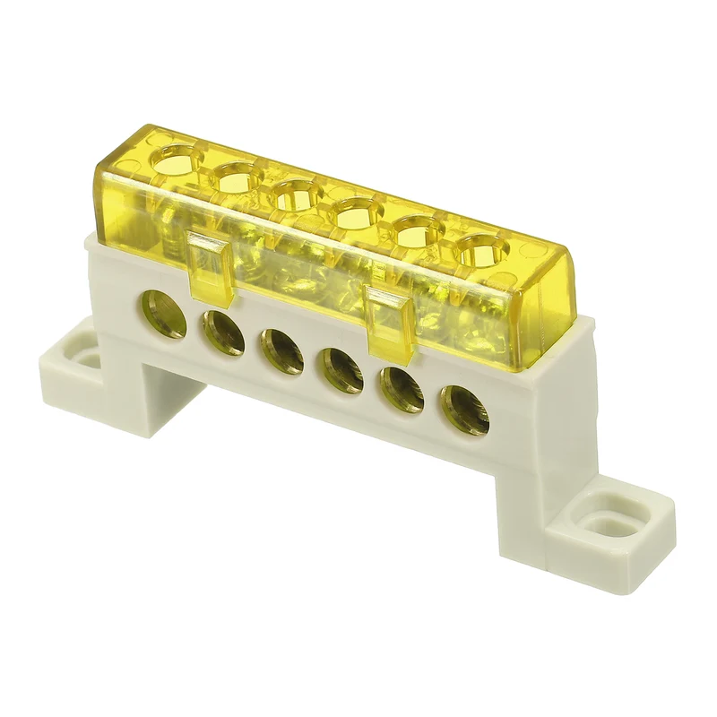 Terminal Ground Bar, 6 Positions 7x11mm Ground Block for Electrical, Yellow