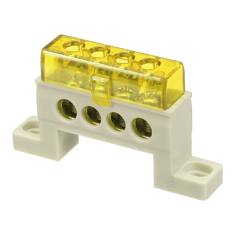 Terminal Ground Bar, 4 Positions 7x11mm Ground Block for Electrical, Yellow
