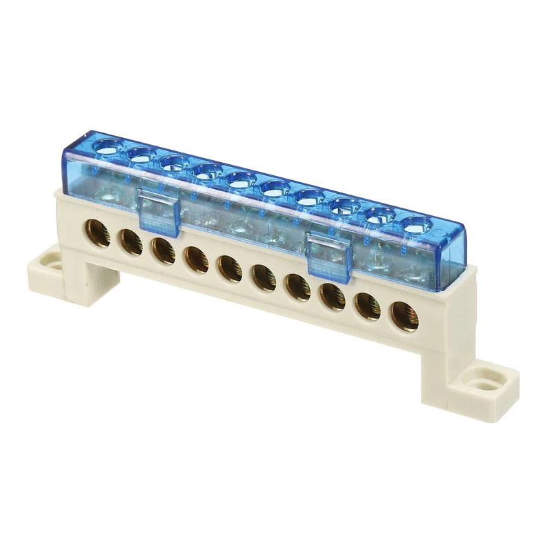 Terminal Ground Bar, 10 Positions 7x11mm Ground Block for Electrical, Blue