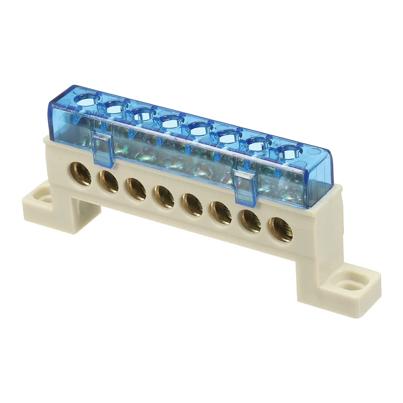 Terminal Ground Bar, 8 Positions 7x11mm Ground Block for Electrical, Blue