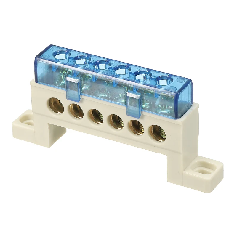 Terminal Ground Bar, 6 Positions 7x11mm Ground Block for Electrical, Blue