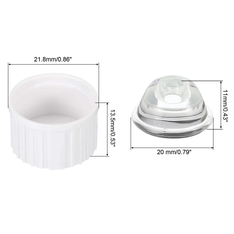 20mm LED Lens 120 Degree with Plastic Holder, 20 Set Acrylic Optical Lenses for 1W 3W High Power LED Light, White/Transparent