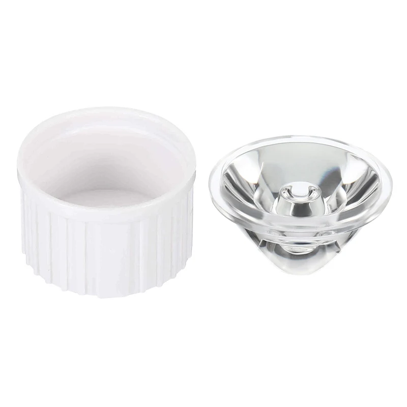 20mm LED Lens 15 Degree with Plastic Holder, 20 Set Acrylic Optical Lenses for 1W 3W High Power LED Light, White/Transparent