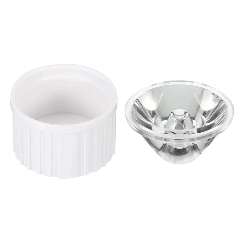20mm LED Lens 10 Degree with Plastic Holder, 20 Set Acrylic Optical Lenses for 1W 3W High Power LED Light, White/Transparent