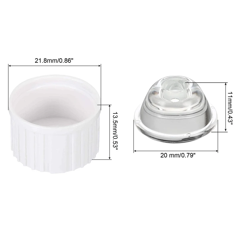 20mm LED Lens 90 Degree with Plastic Holder, 8 Set Acrylic Optical Lenses for 1W 3W High Power LED Light, White/Transparent