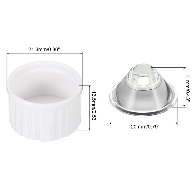 20mm LED Lens 60 Degree with Plastic Holder, 8 Set Acrylic Optical Lenses for 1W 3W High Power LED Light, White/Transparent