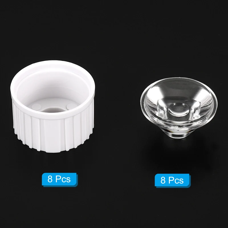 20mm LED Lens 60 Degree with Plastic Holder, 8 Set Acrylic Optical Lenses for 1W 3W High Power LED Light, White/Transparent