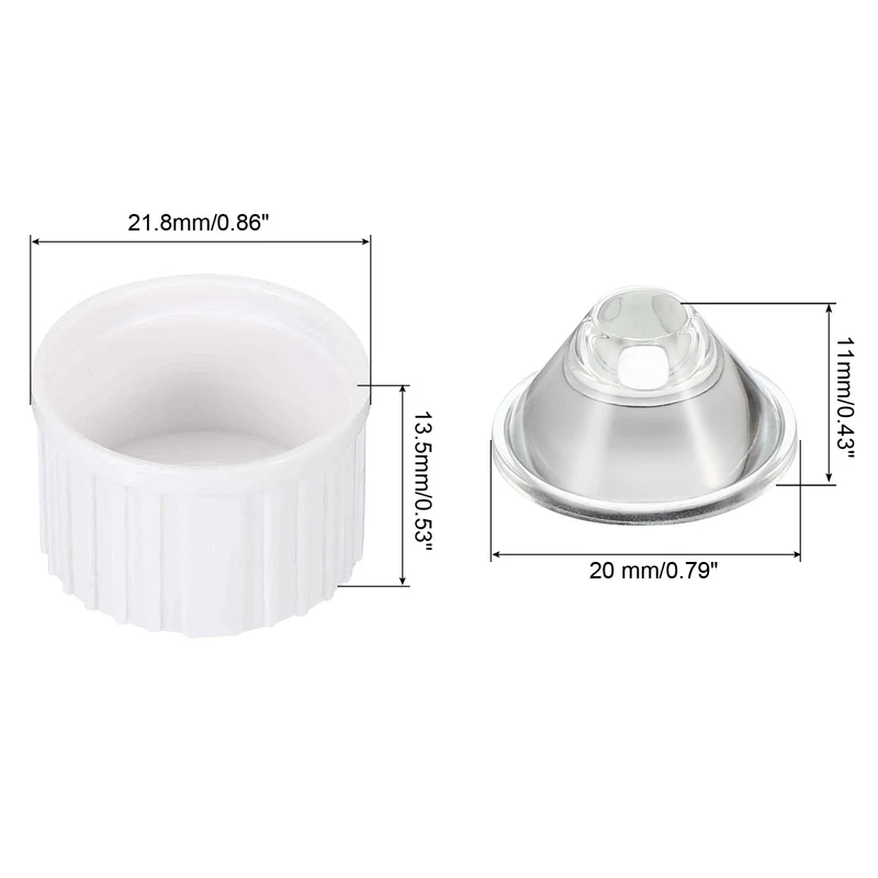 20mm LED Lens 45 Degree with Plastic Holder, 8 Set Acrylic Optical Lenses for 1W 3W High Power LED Light, White/Transparent