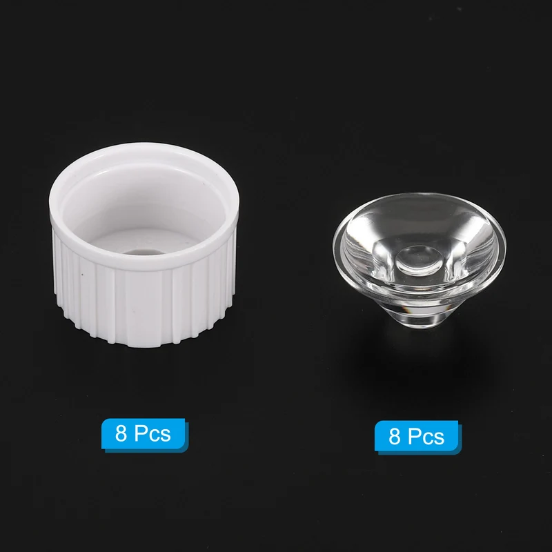 20mm LED Lens 45 Degree with Plastic Holder, 8 Set Acrylic Optical Lenses for 1W 3W High Power LED Light, White/Transparent