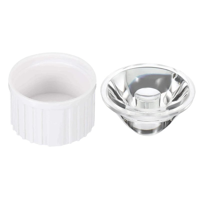 20mm LED Lens 25 Degree with Plastic Holder, 8 Set Acrylic Optical Lenses for 1W 3W High Power LED Light, White/Transparent