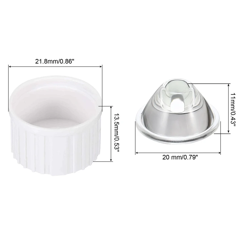 20mm LED Lens 25 Degree with Plastic Holder, 8 Set Acrylic Optical Lenses for 1W 3W High Power LED Light, White/Transparent