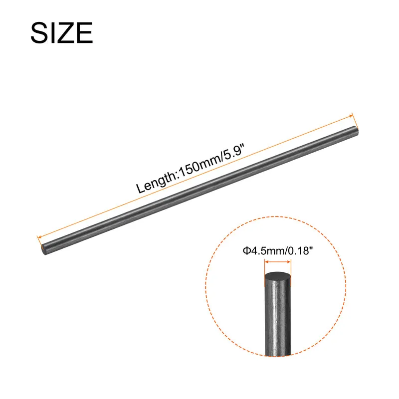 2 Pack Carbon Fiber Rod 4.5mm x 150mm for RC Plane DIY Quadcopter Arm