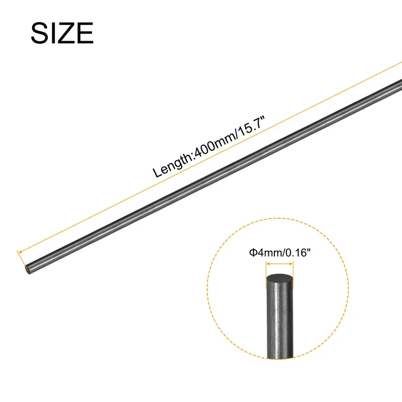 8 Pcs Carbon Fiber Rod, 4mm x 400mm for RC Plane DIY Tool Wing Tube Quadcopter Arm