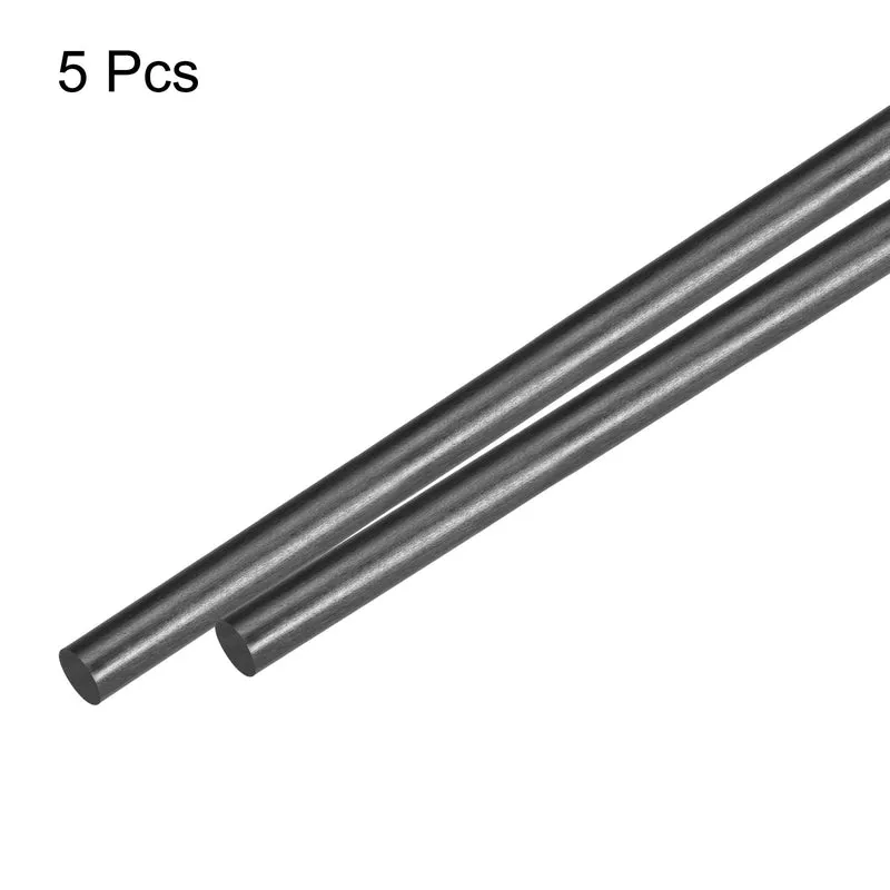 Carbon Fiber Rod, 6mm x 300mm Matte Pole Rod for RC Plane DIY Tool Wing Tube Quadcopter Arm, Pack of 5
