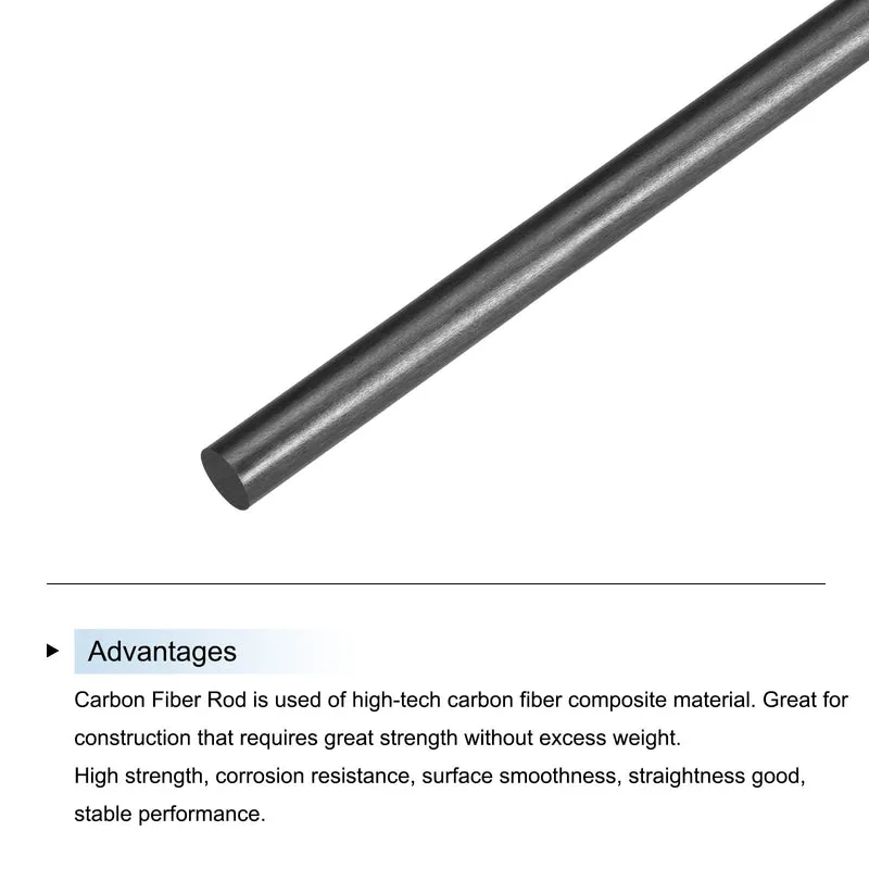 Carbon Fiber Rod, 6mm x 300mm Matte Pole Rod for RC Plane DIY Tool Wing Tube Quadcopter Arm, Pack of 5