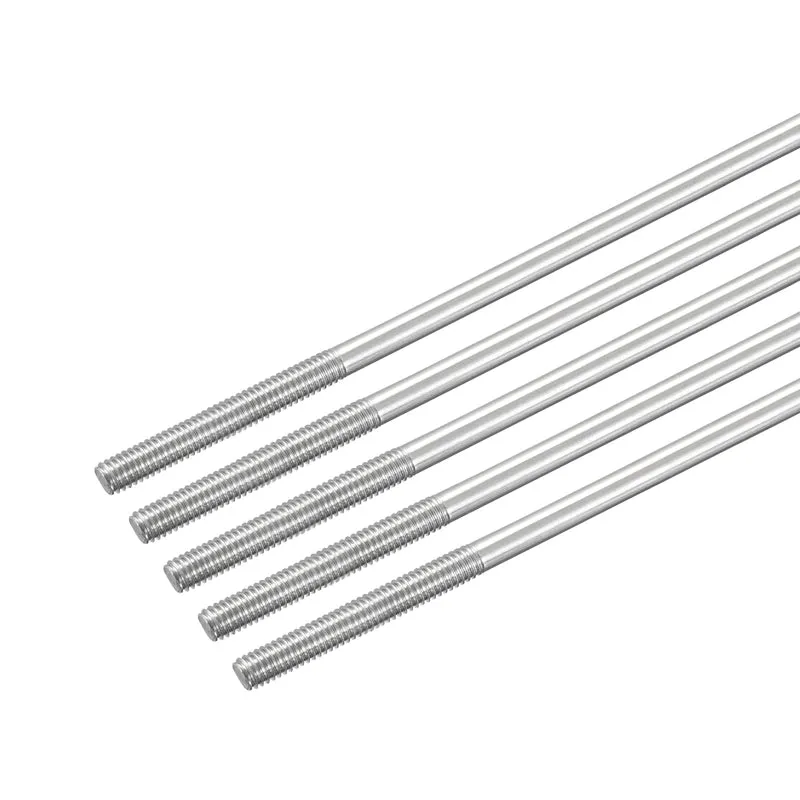304 Stainless Steel Push Rod Double End Threaded Rod M4x200mm, 5pcs