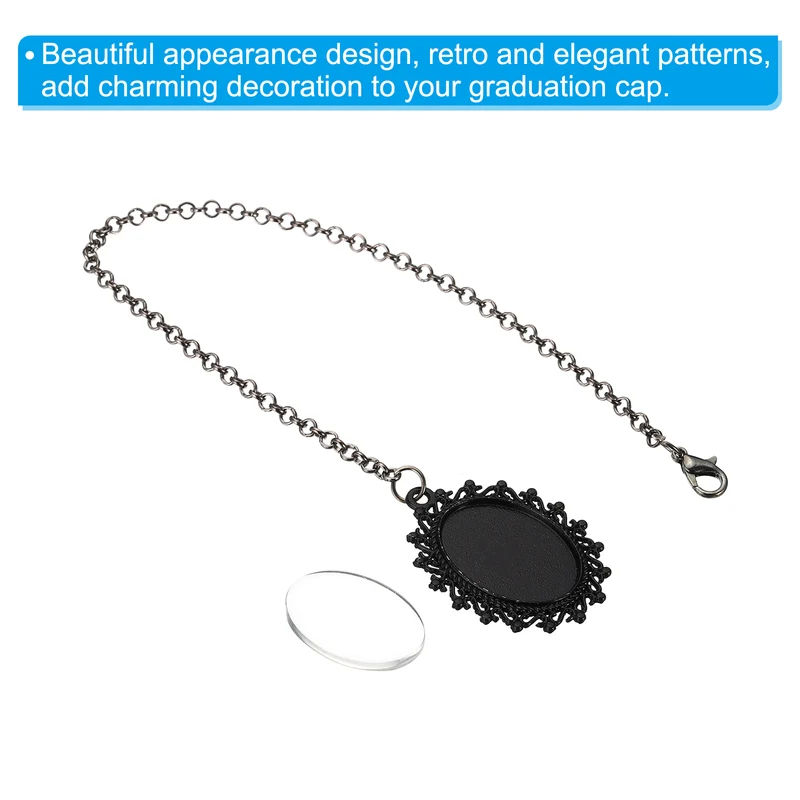 Graduation Cap Photo Charm, 4 Pcs Tassel Picture Charm Memorial Tassel Gift for Graduation Cap, Gown, DIY, Ceremony, Decor, Black