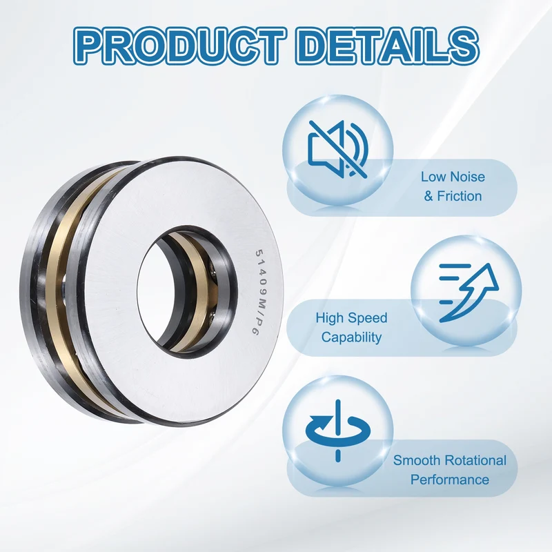 51409M Thrust Ball Bearing, Flat Axial Ball Bearings 44.5 x 100 x 39mm ABEC3