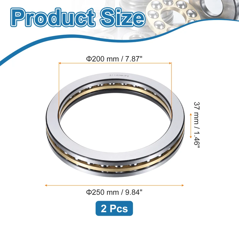 51140M Thrust Ball Bearing, Flat Axial Ball Bearings 200 x 250 x 37mm ABEC3