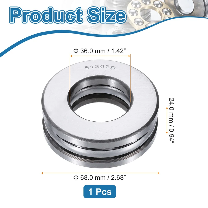 51307D Thrust Ball Bearing, Axial Ball Bearing 36x68x24mm
