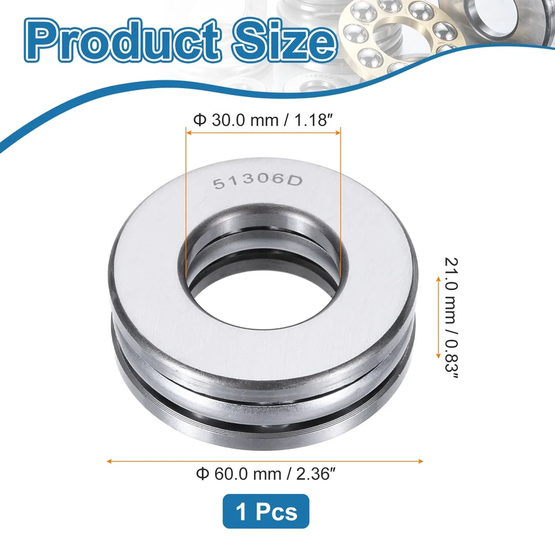 51306D Thrust Ball Bearing, Axial Ball Bearing 30x60x21mm
