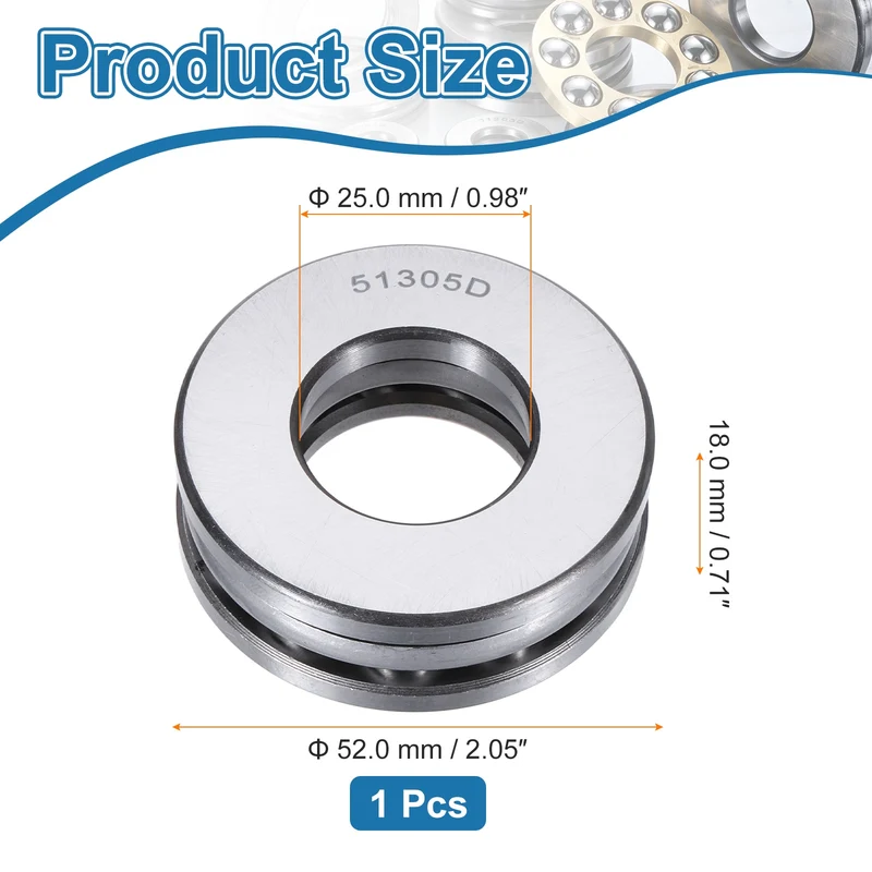 51305D Thrust Ball Bearing, Axial Ball Bearing 25x52x18mm