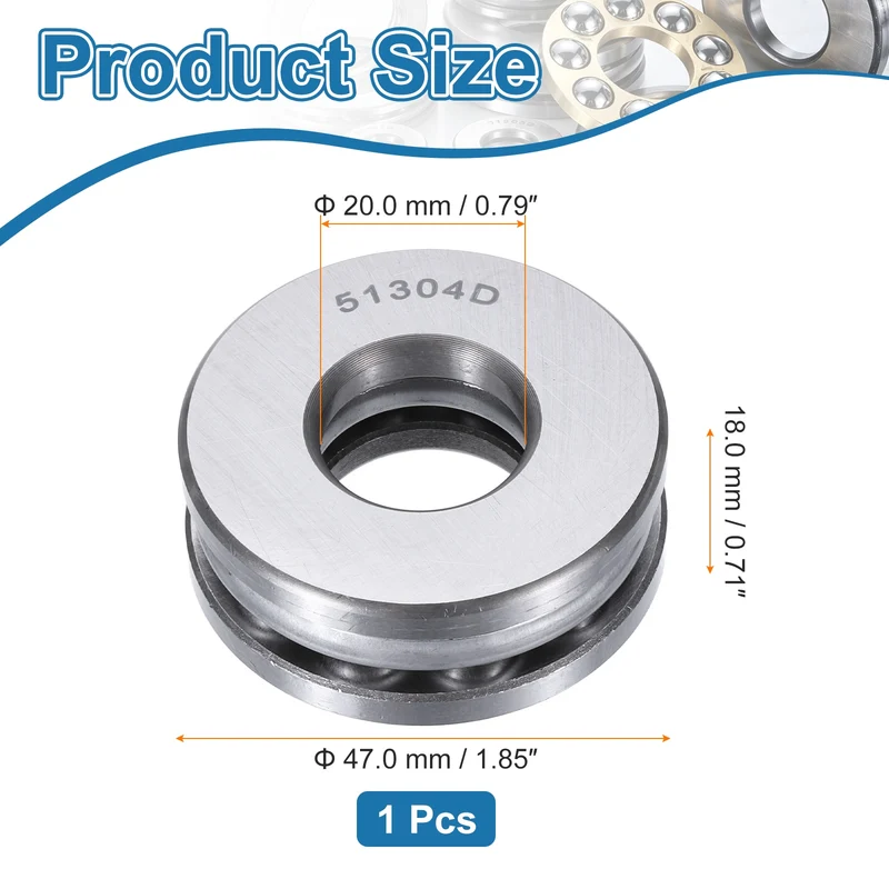51304D Thrust Ball Bearing, Axial Ball Bearing 20x47x18mm