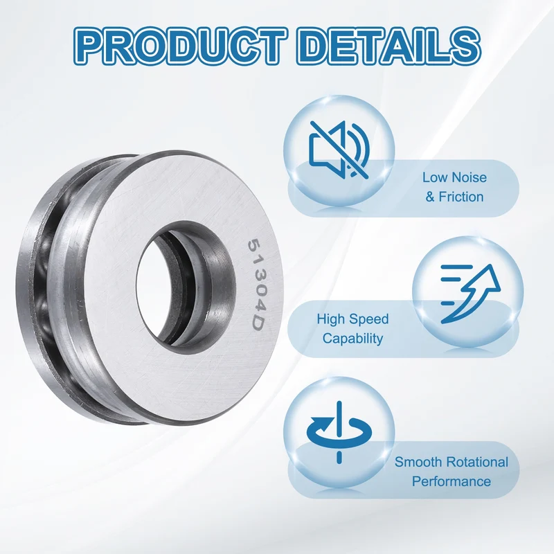 51304D Thrust Ball Bearing, Axial Ball Bearing 20x47x18mm