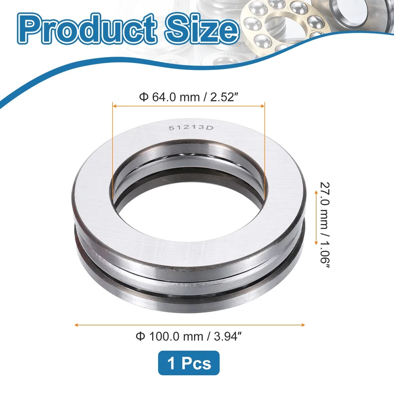 51213D Thrust Ball Bearing, Axial Ball Bearing 64x100x27mm