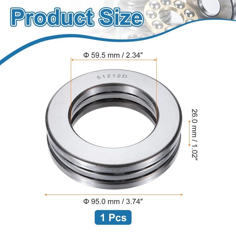 51212D Thrust Ball Bearing, Axial Ball Bearing 59.5x95x26mm